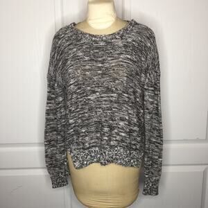 Mudd Sweater Black White Knit Large Soft Stretchy Top Long Sleeve Cotton